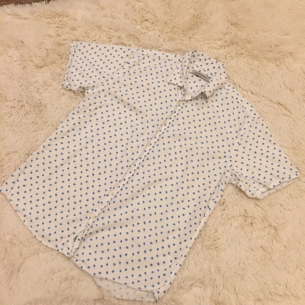 JAMES CAMPBELL Button Front White Cotton Floral